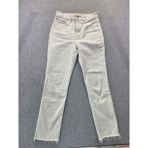 Madewell Womens High Rise Straight Leg Jeans Off White Raw Hem 27